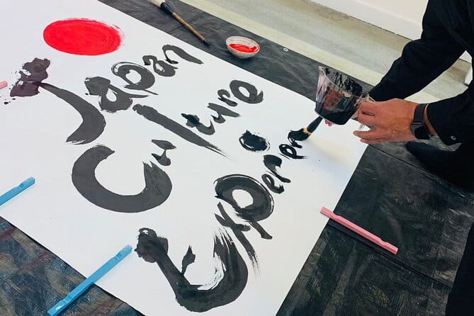 Experience of Large Calligraphy Performance in Asakusa Tokyo - Exploring the Japanese Experience Cafe＆BAR Pink