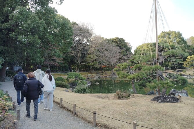 Tokyo Kiyosumi Garden Tour Stonework Pond and Sky Tree Views - Kiyosumi Garden Highlights