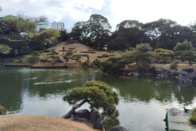 Tokyo Kiyosumi Garden Tour Stonework Pond and Sky Tree Views - The Sum Up