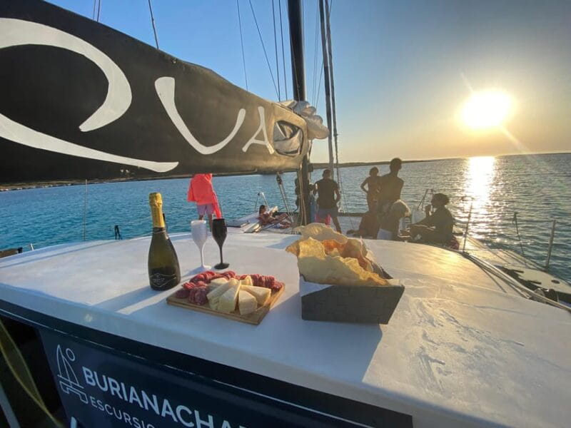 aperitifs at sunset on the Stintino catamaran burianaCharter - The Experience of a Sunset Cruise with Buriana Charter