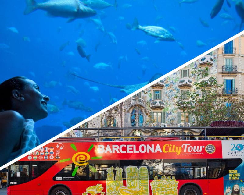 Barcelona: Hop-On Hop-Off Bus & Aquarium Tour - Key Points