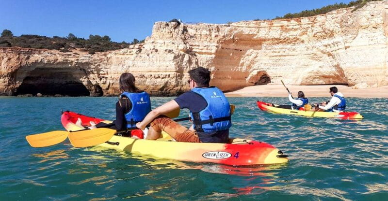 Benagil: Benagil Caves and Secret Spots Guided Kayaking Tour - Starting Point: Benagil Beach and the First Glimpse of Adventure