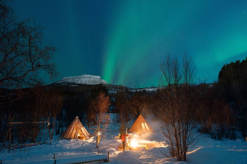 Chasing the Dancing Aurora in Our Winter Camp in Harstad - Cozy Sami Lavvu Camp Experience