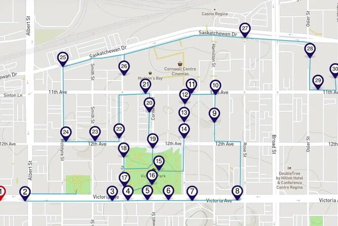 Discover Downtown Regina: a Smartphone Audio Walking Tour - Meeting and End Points