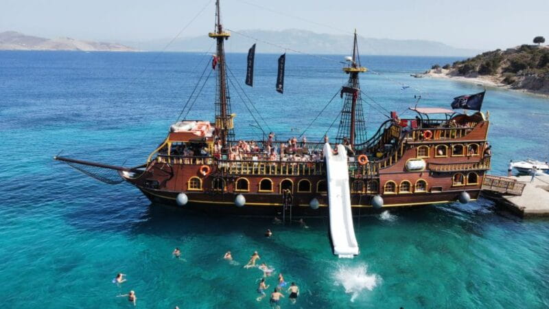 From Kos: 3-Island Pirate Cruise with Lunch and Waterslide - The Waterslide and Onboard Entertainment