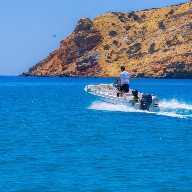 From Provatas Milos: Boat Rental to Kleftiko with Training - Discovering Milos by Boat: An Authentic and Flexible Adventure