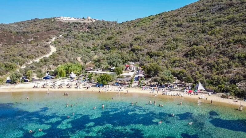 From Thessaloniki: Halkidiki Blue Lagoon Cruise with Lunch - Banana Beach and Swimming Fun