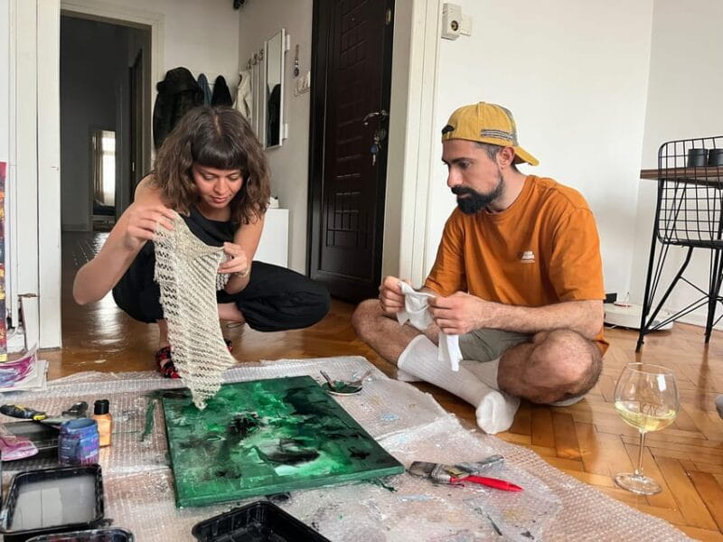 Istanbul: Wine and Paint Workshop with Turkish Fabrics - Key points / Takeaways