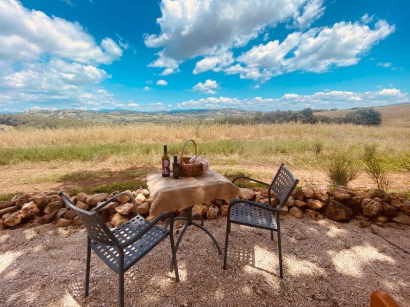 Lunch Picnic in the scenic hills of Maremma Tuscany - Watching the Landscape and Taking Photos
