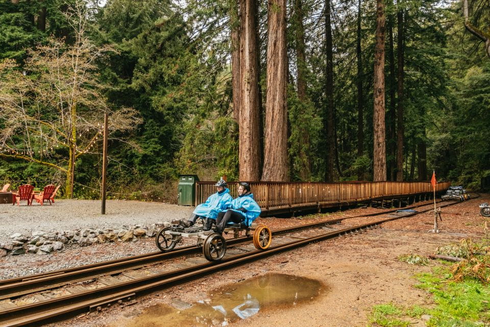 Mendocino County: Pudding Creek Railbikes - Redwood Forest Exploration