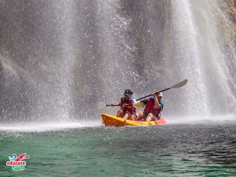 Nerja: Self-Guided Kayak Tour. Maro Waterfall. Support boat for the route. - Key points / Takeaways