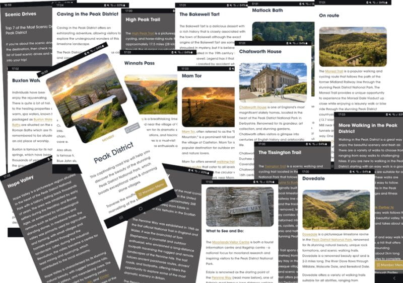 Peak District (Yorkshire): Online Road Trip Guidebook - Key Points / Takeaways