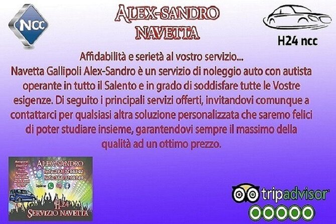 Private Car Rental With Driver in Salento - Pickup and Drop-off Locations