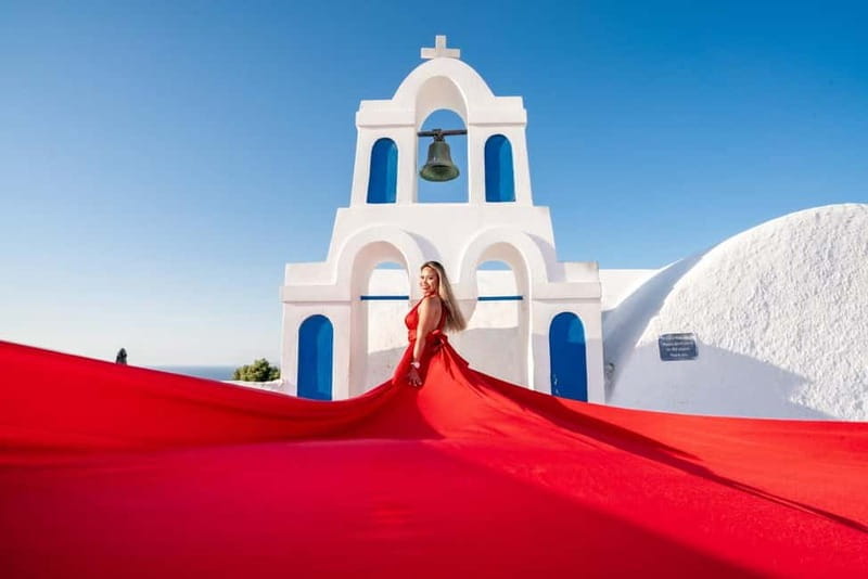 Private Flying Dress Photoshoot Santorini With Pickup - Key points / Takeaways