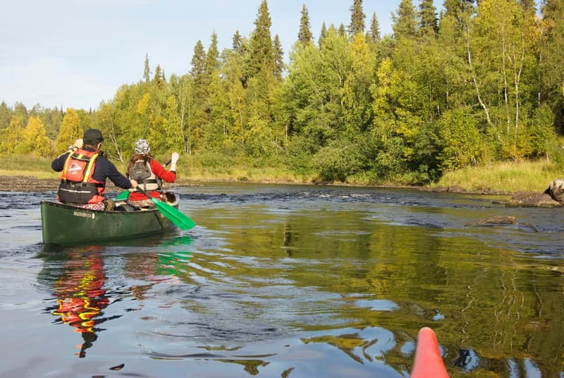Ruka : Summer evening canoeing on the lake Rukajärvi - Entering the Calm Waters of Rukajärvi