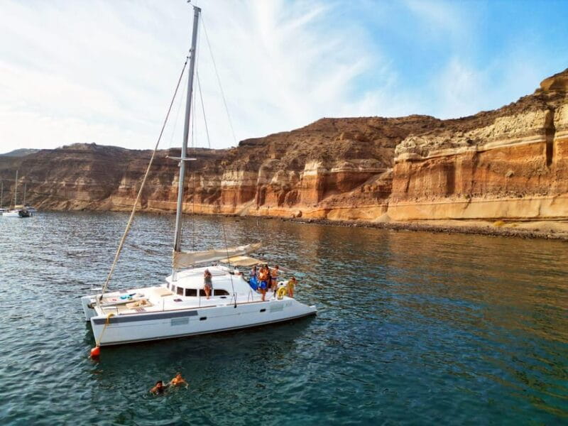 Santorini: Catamaran Cruise with Greek BBQ and Drinks - A Relaxing Day at Mésa Pigádia