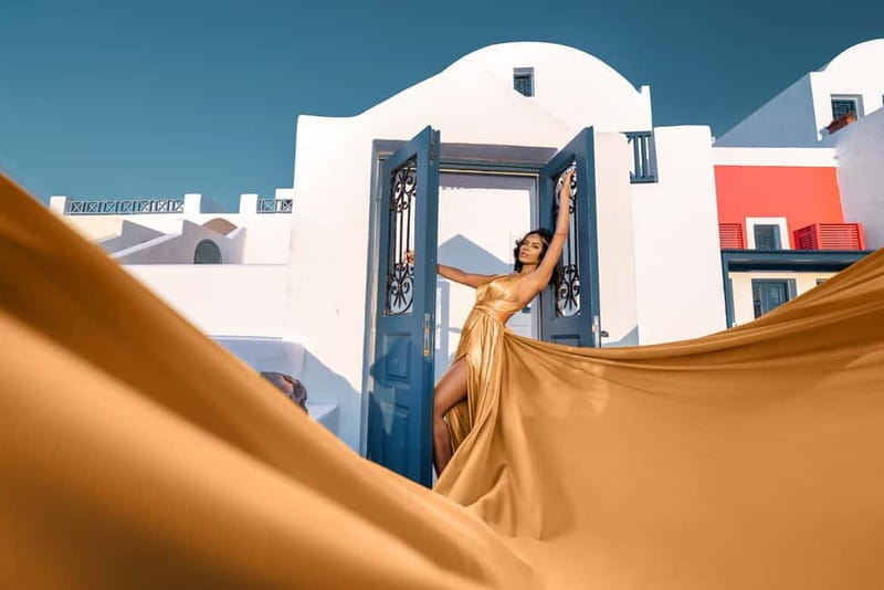 Santorini: Flying Dress Photoshoot - Discovering the Magic of Santorini in a Flying Dress