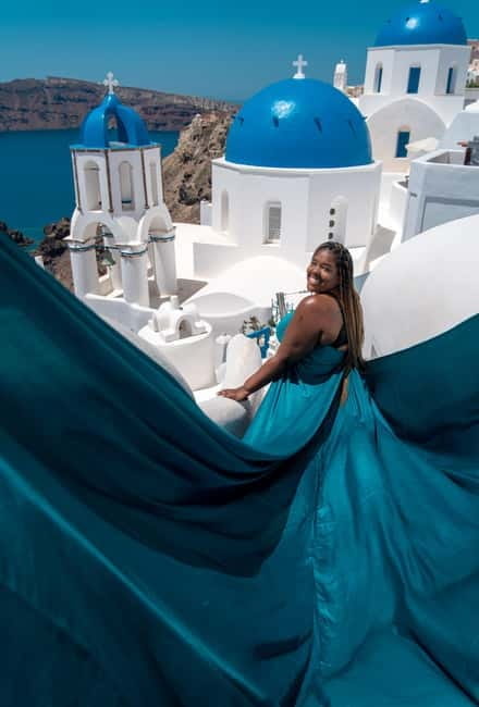 Santorini: Flying Dress Photoshoot Private Entry to Blue Dom - The Experience in Detail