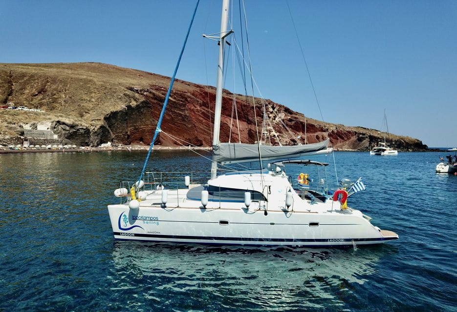 Santorini: Full Day Catamaran Excursion With Food & Drinks - Onboard Amenities