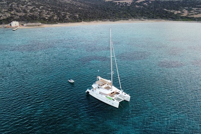 Santorini Gold Catamaran Cruise With Bbq, Drinks and Hotel Pickup - Soaking in Hot Springs