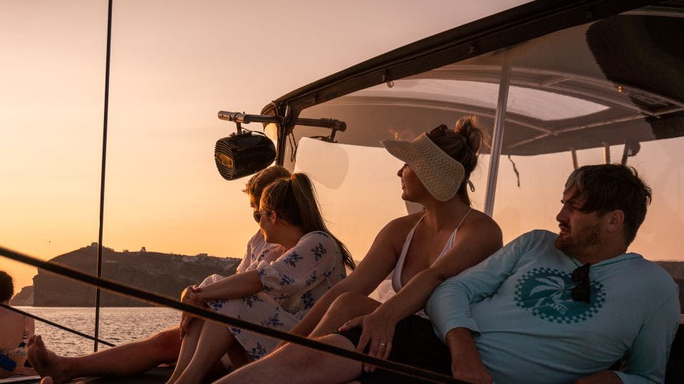 Santorini: Sailing Catamaran Yacht Cruise With Food & Drinks - Experience Features