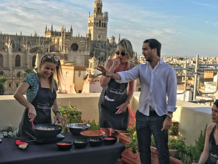 Seville: Highlights Rooftop Tour & Paella Cooking Class - Authentic Paella Components