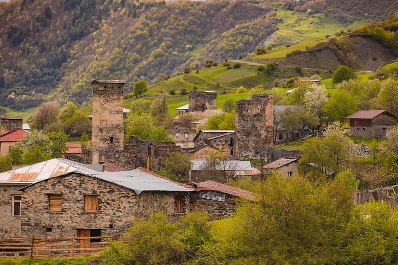 Svaneti: a trip to medieval villages and picturesque nature. - The Majestic Shkhara Glacier and Shdugra Waterfall