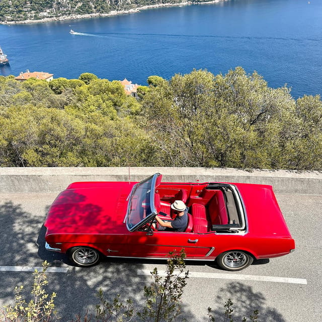 Tourist tour on French Riviera in a Ford Mustang convertible - A Classic Ride Along the French Riviera
