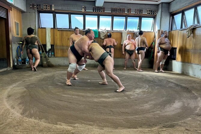 Yokuzuna Sumo Stable Morning Practice in Osaka - The Unique Experience of Sumo Wrestling